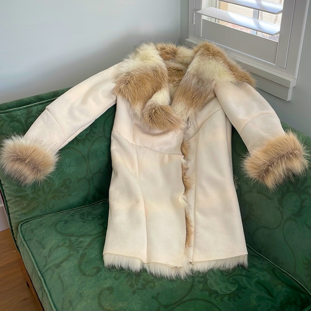 Fabulous faux fur lined sheep skin/suede jacket